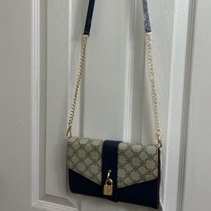 Navy and gray print Crossbody